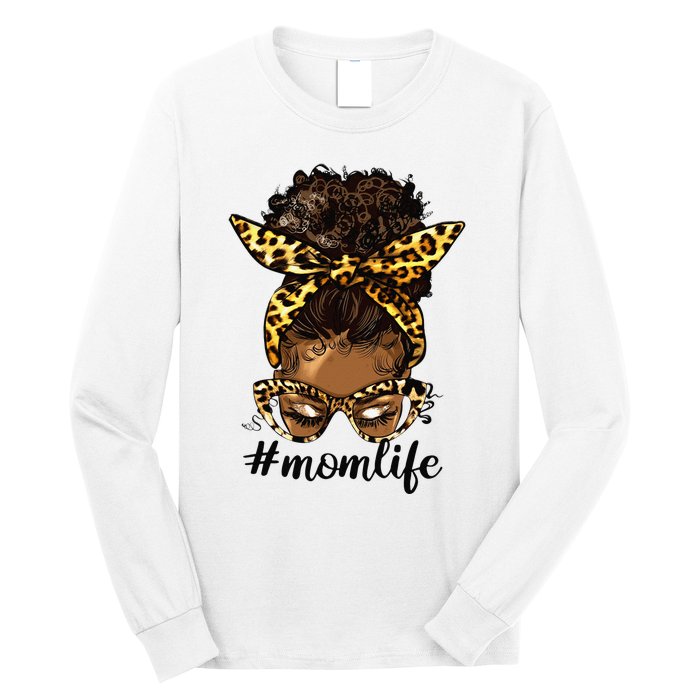 Afro Mom Life Messy Bun American Black Mom Mother’s Day Long Sleeve Shirt