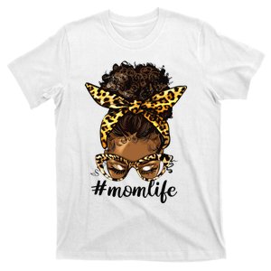 Afro Mom Life Messy Bun American Black Mom Mother’s Day T-Shirt