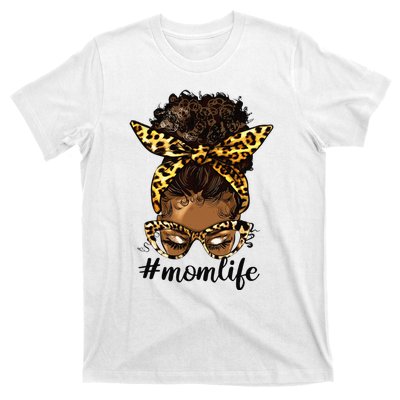 Afro Mom Life Messy Bun American Black Mom Mother’s Day T-Shirt