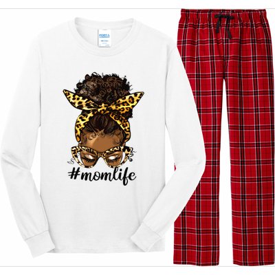 Afro Mom Life Messy Bun American Black Mom Mother’s Day Long Sleeve Pajama Set