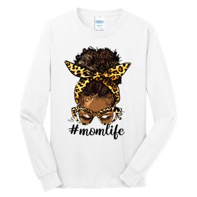 Afro Mom Life Messy Bun American Black Mom Mother’s Day Tall Long Sleeve T-Shirt