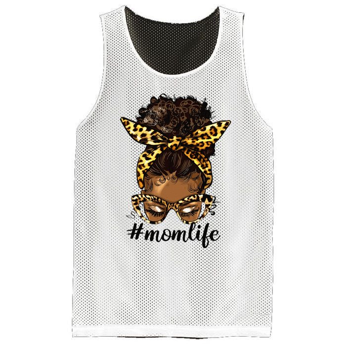 Afro Mom Life Messy Bun American Black Mom Mother’s Day Mesh Reversible Basketball Jersey Tank