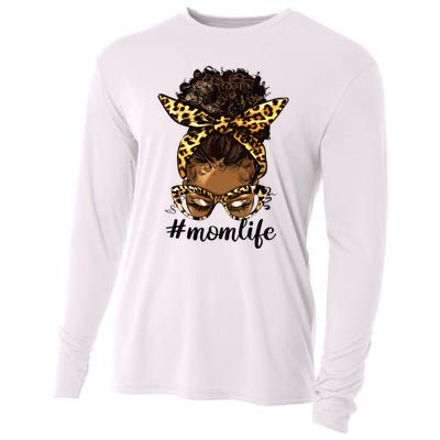 Afro Mom Life Messy Bun American Black Mom Mother’s Day Cooling Performance Long Sleeve Crew