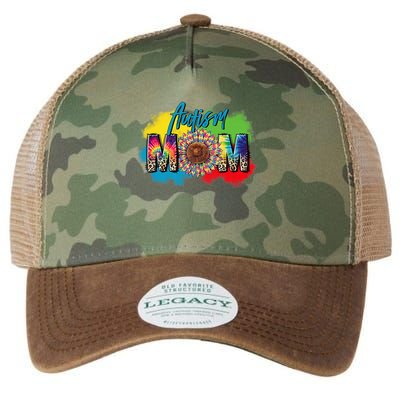 Autism Mother Leopard Print Autistic Autism Mom Legacy Tie Dye Trucker Hat
