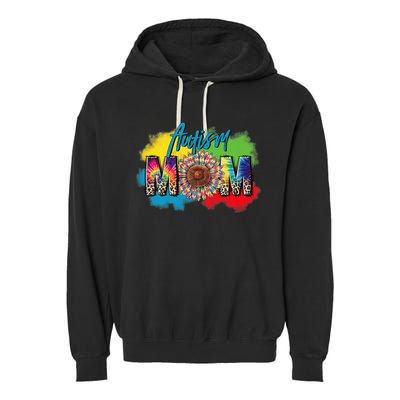 Autism Mother Leopard Print Autistic Autism Mom Garment-Dyed Fleece Hoodie