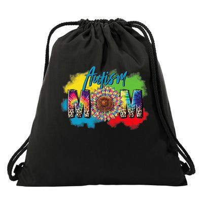 Autism Mother Leopard Print Autistic Autism Mom Drawstring Bag