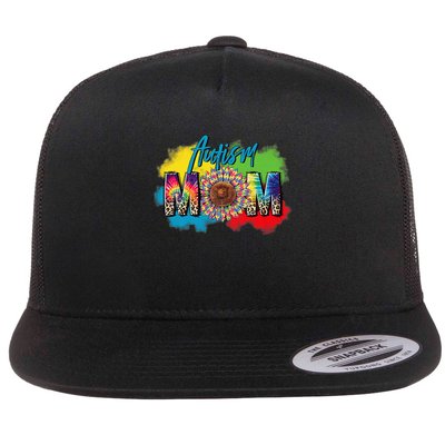 Autism Mother Leopard Print Autistic Autism Mom Flatbill Hat