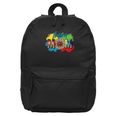 Autism Mother Leopard Print Autistic Autism Mom 16 in Basic Backpack