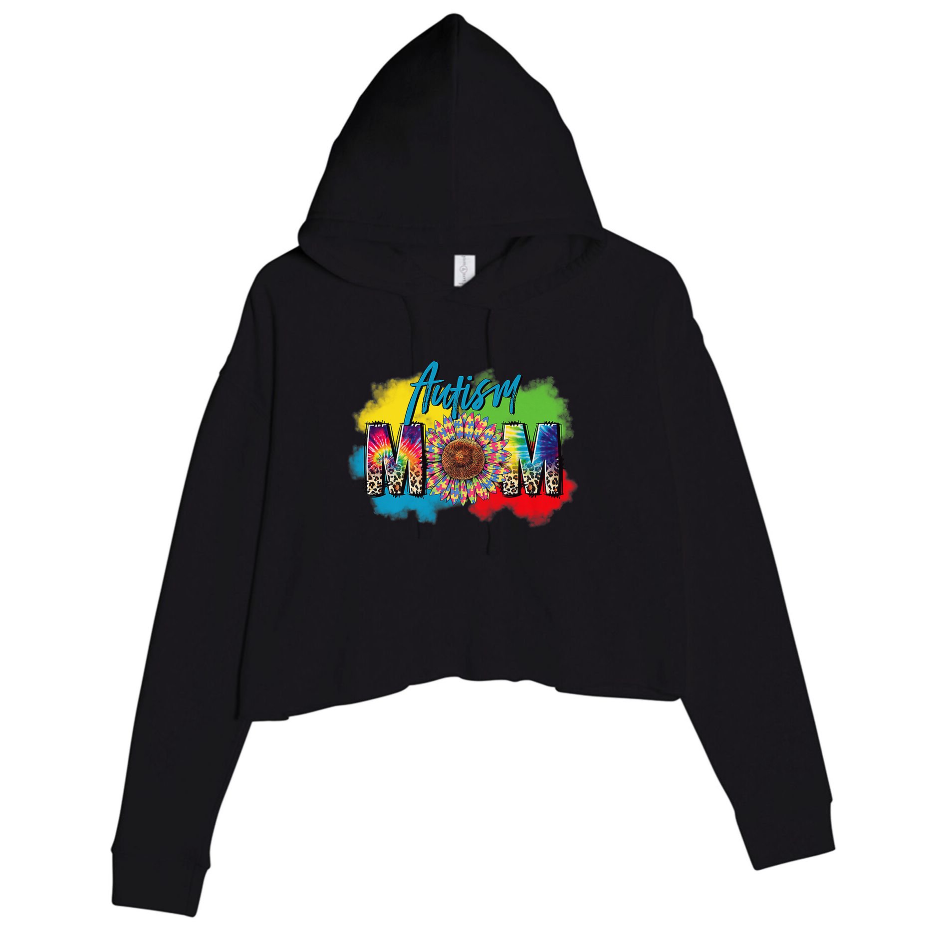 Autism Mother Leopard Print Autistic Autism Mom Crop Fleece Hoodie