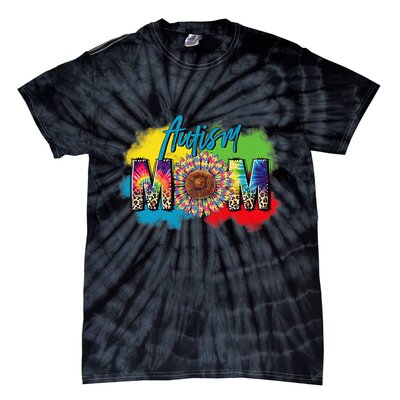Autism Mother Leopard Print Autistic Autism Mom Tie-Dye T-Shirt
