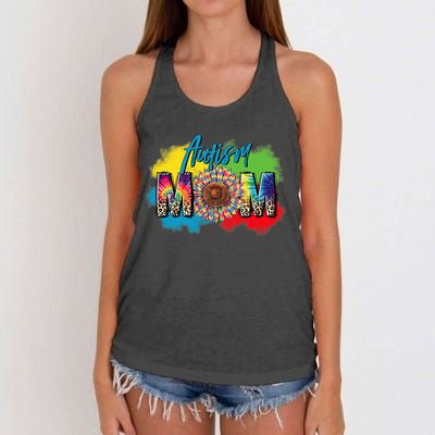 Autism Mother Leopard Print Autistic Autism Mom Women's Knotted Racerback Tank