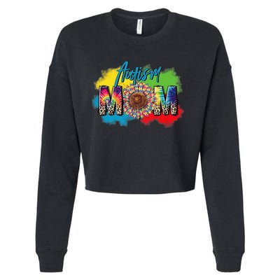 Autism Mother Leopard Print Autistic Autism Mom Cropped Pullover Crew