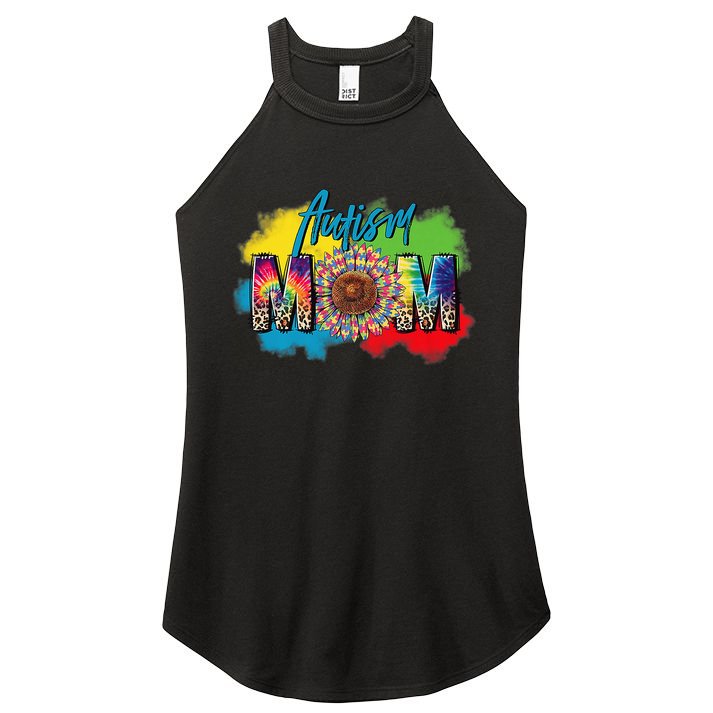 Autism Mother Leopard Print Autistic Autism Mom Women's Perfect Tri Rocker Tank