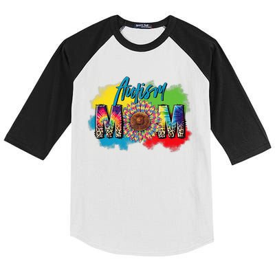 Autism Mother Leopard Print Autistic Autism Mom Kids Colorblock Raglan Jersey