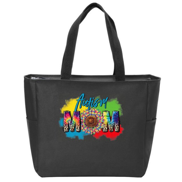 Autism Mother Leopard Print Autistic Autism Mom Zip Tote Bag