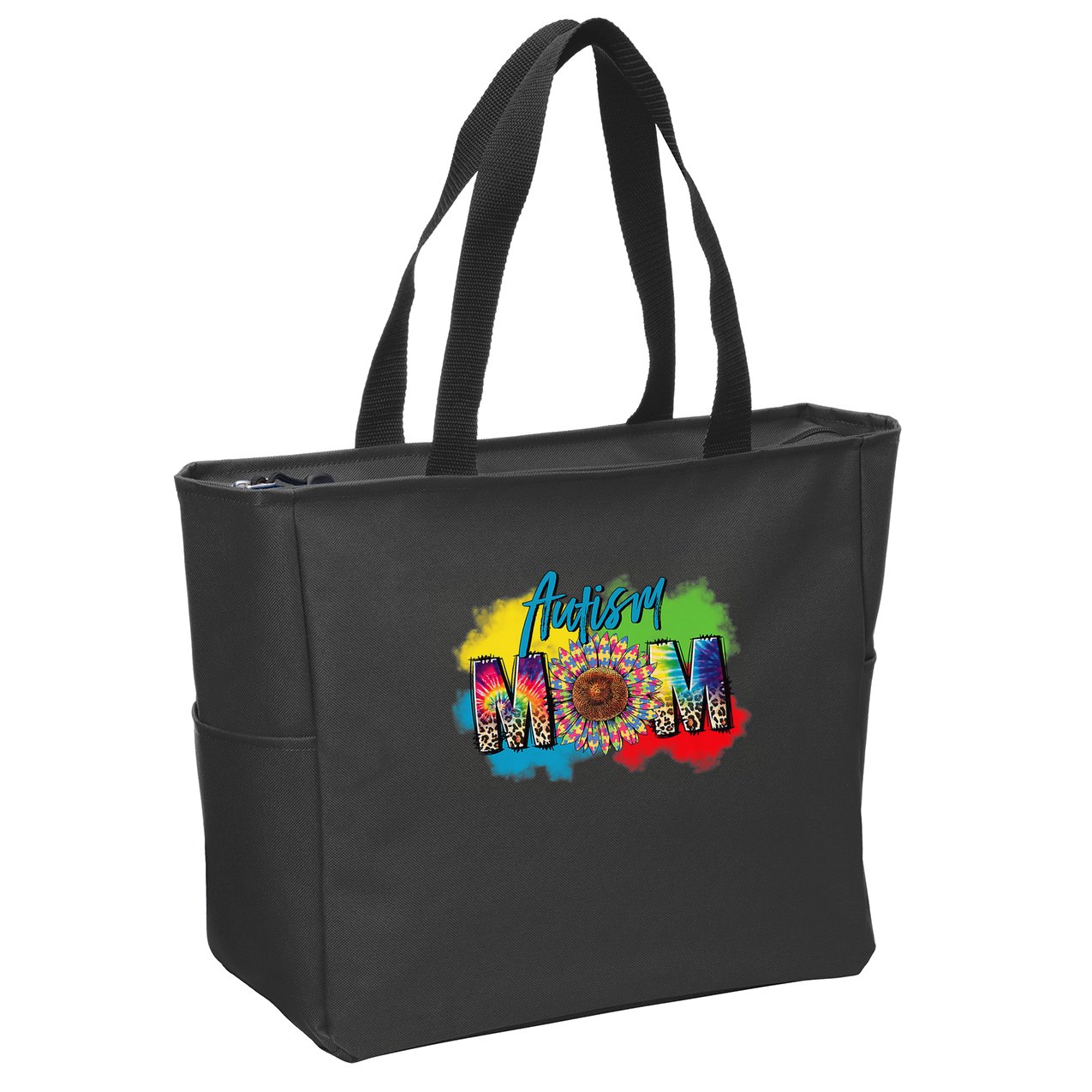 Autism Mother Leopard Print Autistic Autism Mom Zip Tote Bag