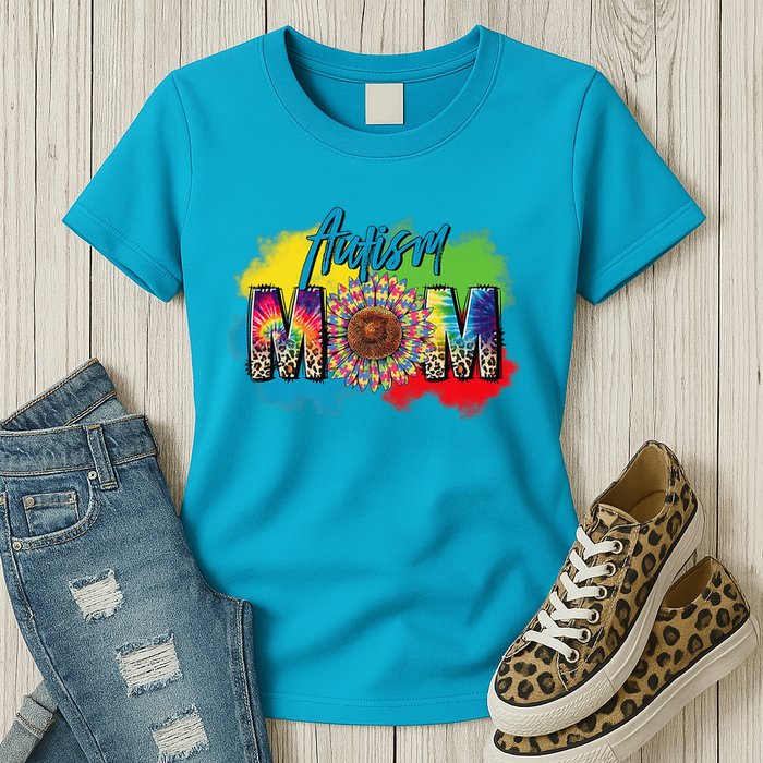 Autism Mother Leopard Print Autistic Autism Mom Womens T-Shirt