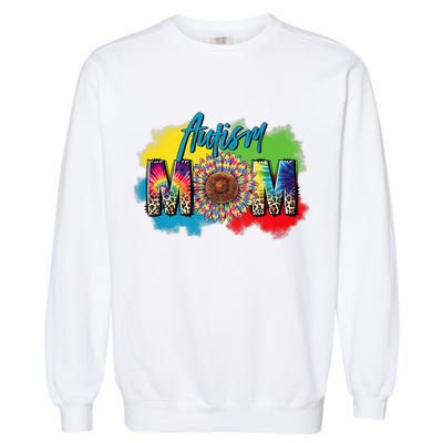 Autism Mother Leopard Print Autistic Autism Mom Garment-Dyed Sweatshirt
