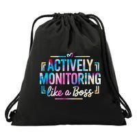 Actively Monitoring Like A Boss State Testing Day Teacher Drawstring Bag