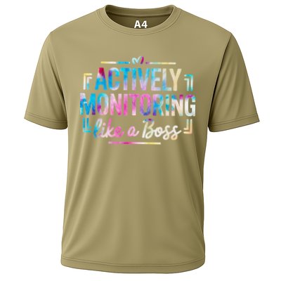 Actively Monitoring Like A Boss State Testing Day Teacher Cooling Performance Crew T-Shirt