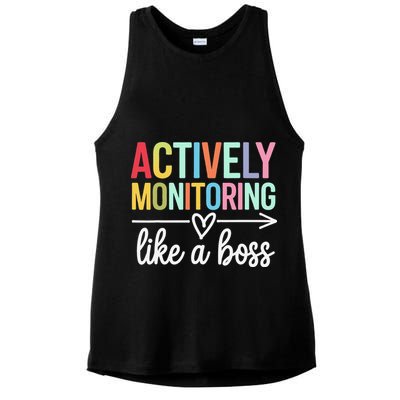 Actively Monitoring Like A Boss State Testing Day Teacher Ladies PosiCharge Tri-Blend Wicking Tank