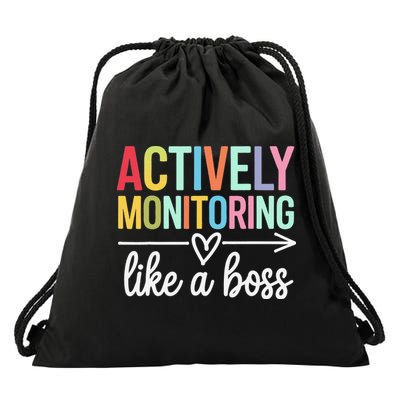 Actively Monitoring Like A Boss State Testing Day Teacher Drawstring Bag