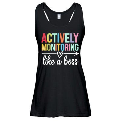 Actively Monitoring Like A Boss State Testing Day Teacher Ladies Essential Flowy Tank