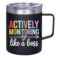 Actively Monitoring Like A Boss State Testing Day Teacher 12oz Stainless Steel Coffee Mug