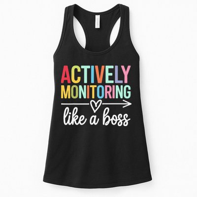 Actively Monitoring Like A Boss State Testing Day Teacher Womens Tank Top