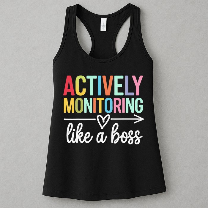 Actively Monitoring Like A Boss State Testing Day Teacher Womens Tank Top