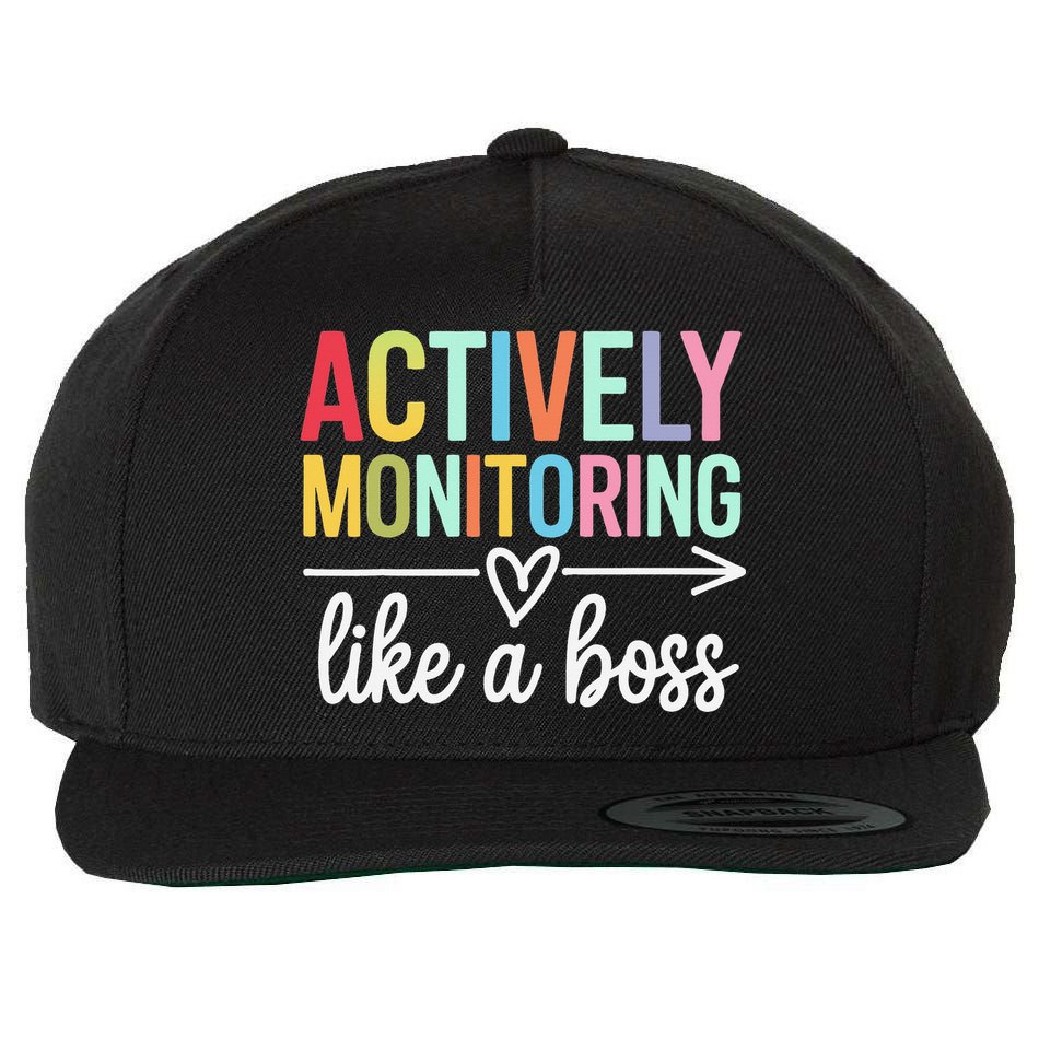 Actively Monitoring Like A Boss State Testing Day Teacher Wool Snapback Cap