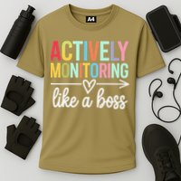 Actively Monitoring Like A Boss State Testing Day Teacher Cooling Performance Crew T-Shirt