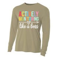 Actively Monitoring Like A Boss State Testing Day Teacher Cooling Performance Long Sleeve Crew