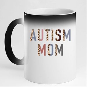 Autism Mom Leopard Print 11oz Black Color Changing Mug