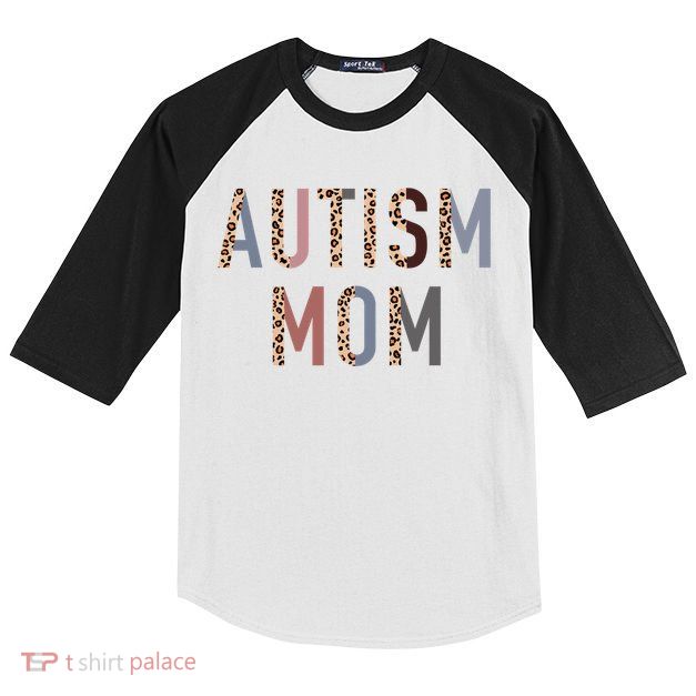 Autism Mom Leopard Print Kids Colorblock Raglan Jersey