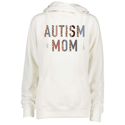 Autism Mom Leopard Print Womens Funnel Neck Pullover Hood