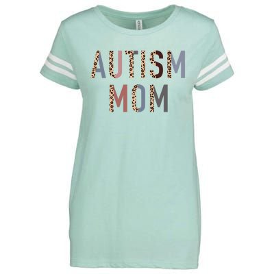 Autism Mom Leopard Print Enza Ladies Jersey Football T-Shirt