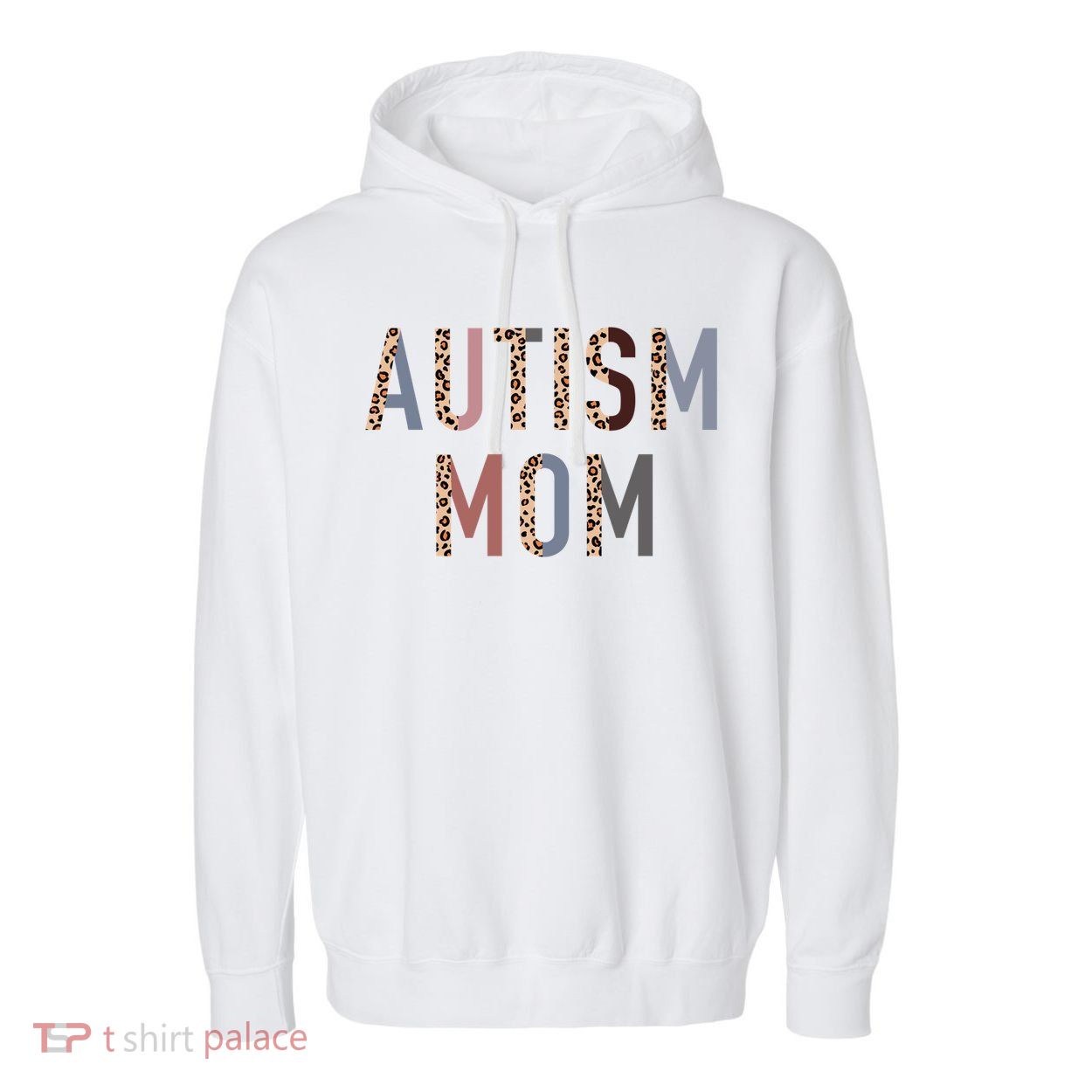 Autism Mom Leopard Print Garment-Dyed Fleece Hoodie
