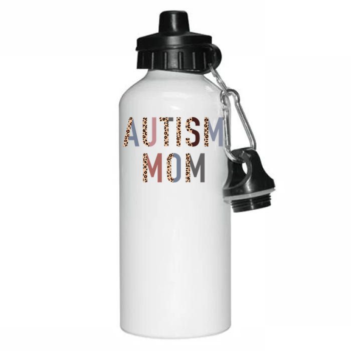 Autism Mom Leopard Print Aluminum Water Bottle