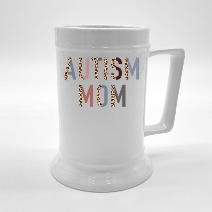 Autism Mom Leopard Print Beer Stein