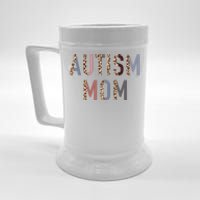 Autism Mom Leopard Print Beer Stein