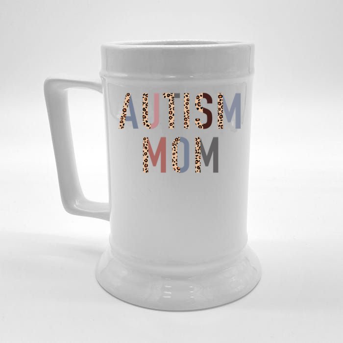 Autism Mom Leopard Print Beer Stein