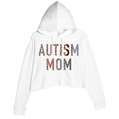 Autism Mom Leopard Print Crop Fleece Hoodie