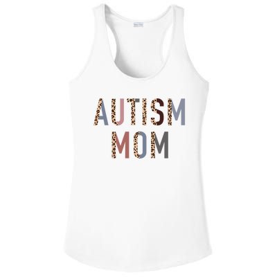 Autism Mom Leopard Print Ladies PosiCharge Competitor Racerback Tank