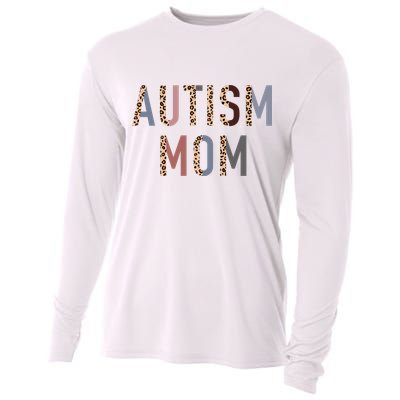 Autism Mom Leopard Print Cooling Performance Long Sleeve Crew