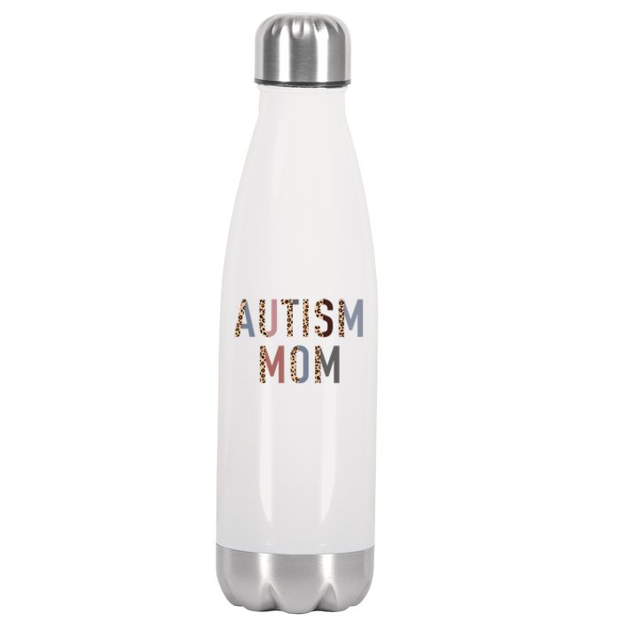 Autism Mom Leopard Print Stainless Steel Insulated Water Bottle