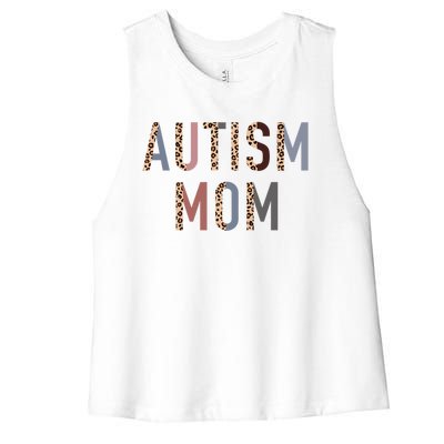 Autism Mom Leopard Print Women's Racerback Cropped Tank