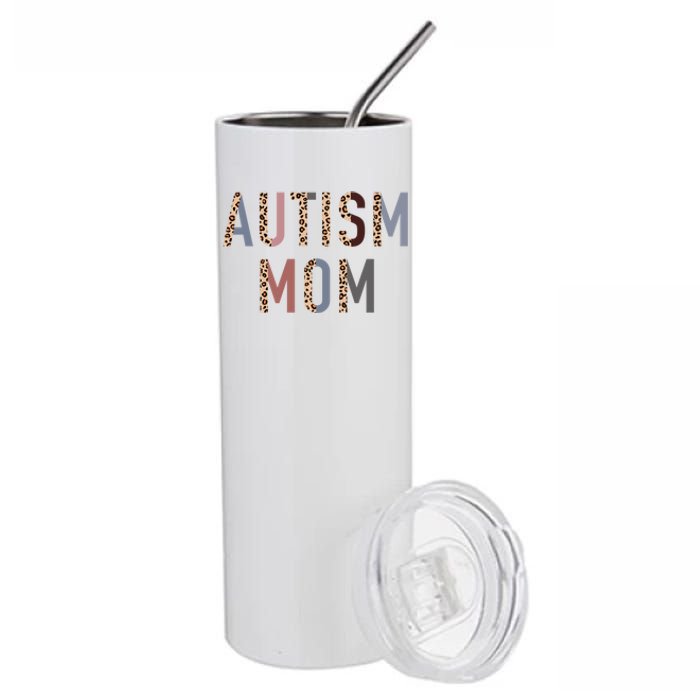 Autism Mom Leopard Print Stainless Steel Tumbler