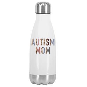 Autism Mom Leopard Print Stainless Steel Insulated Water Bottle