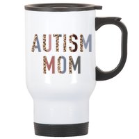 Autism Mom Leopard Print Stainless Steel Travel Mug